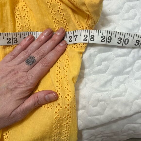 Sundance Tensift Eyelet Yellow Button Down Shirt Small Boho Oversized - Picture 11 of 12